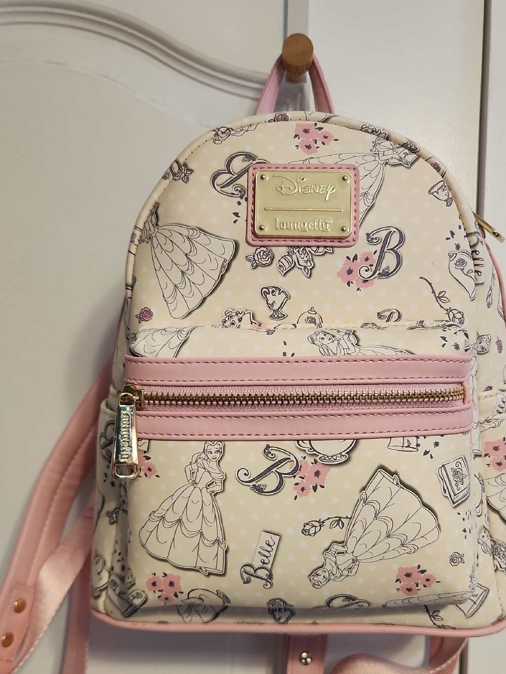 Loungefly Cream and Pink Belle Mini Backpack